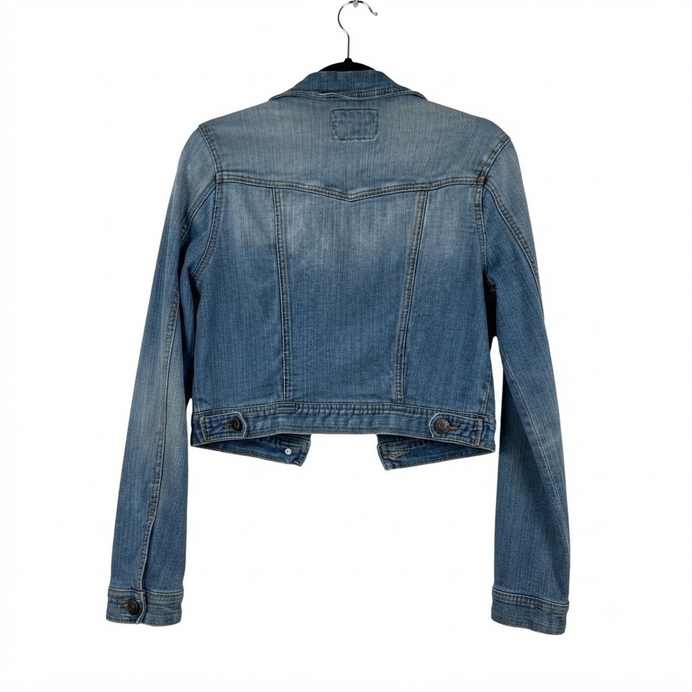 Forever 21 Womens Light Wash Denim Trucker Blue Jean Jacket Long Sleeve Small - Picture 3 of 9